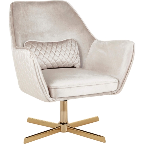 Diana Lounge Chair in Cream Velvet & Gold Metal